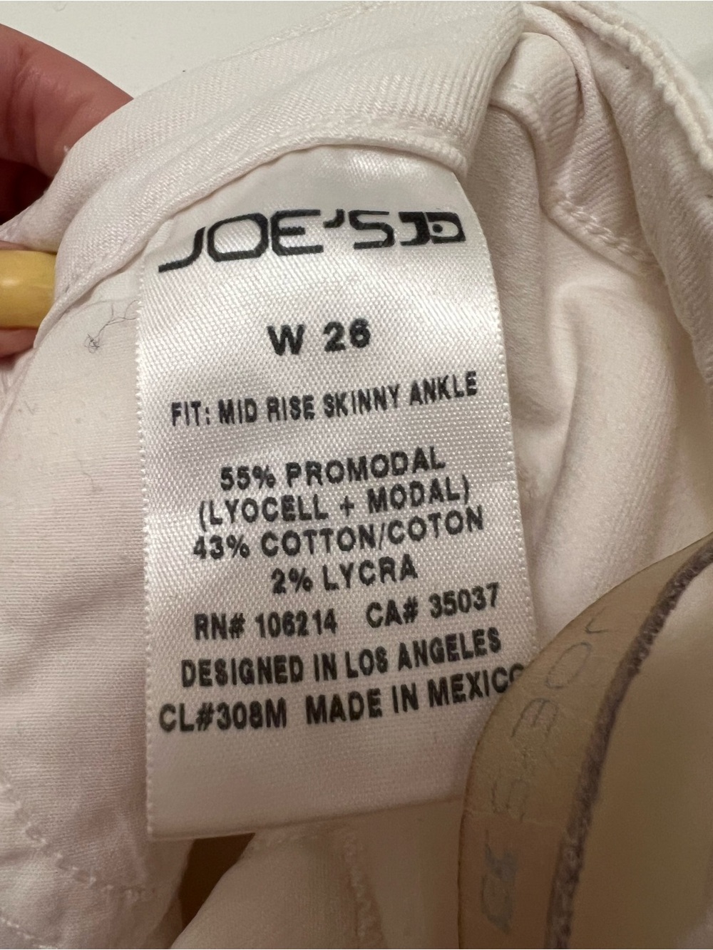 Joe’s Jeans Mid‑Rise Skinny Ankle – Cream/White, Size 26 - Picture 4 of 8